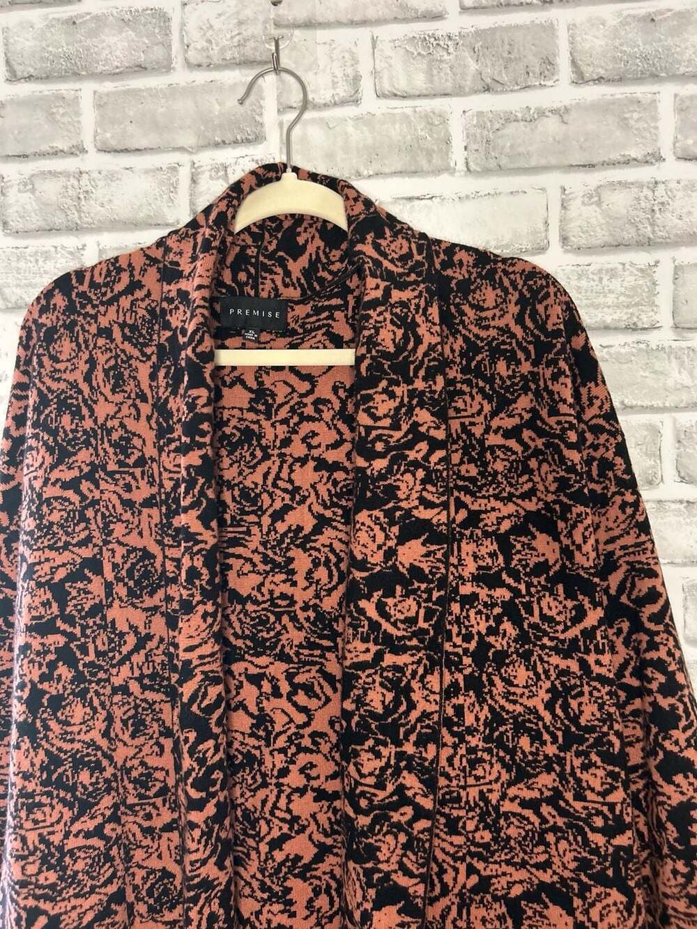 Premise Long Open-Front Cardigan with Abstract Floral Print - Picture 2 of 6